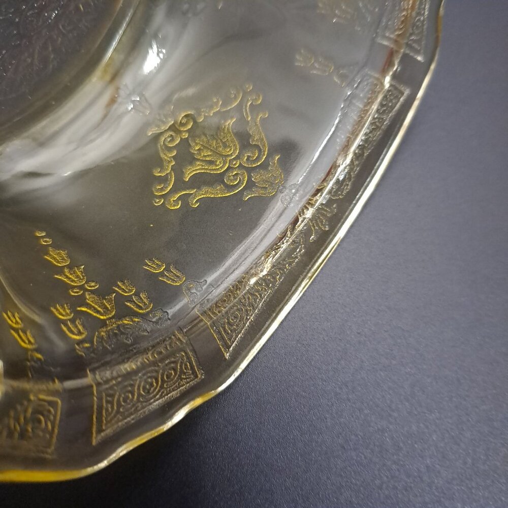 Anchor Hocking Princess Yellow Glass Creamer With Embossed Design Vintage